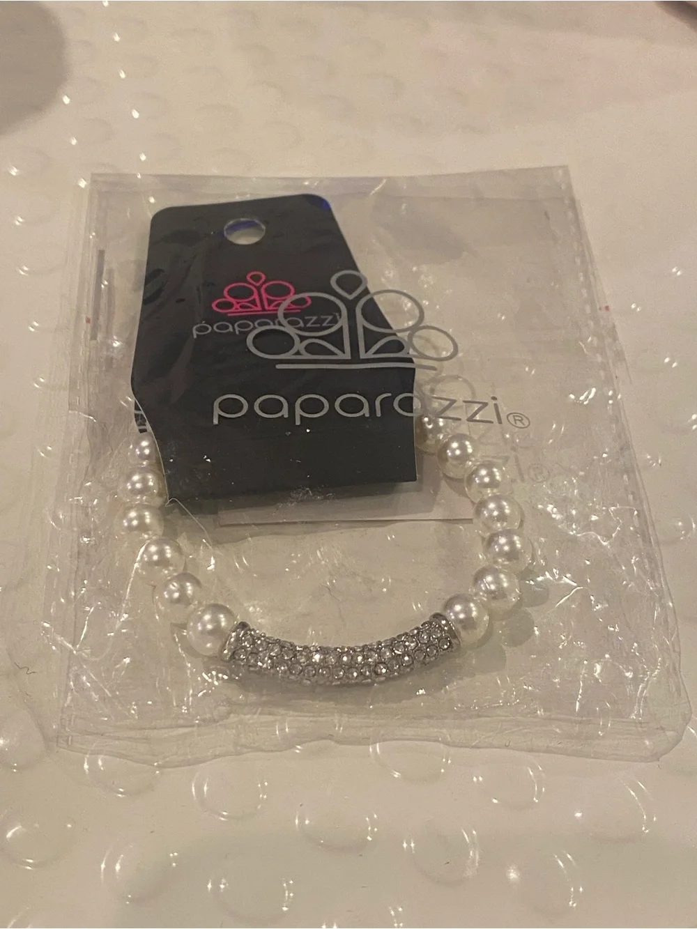 NEW! Paparazzi Elegance Embodied Elegant Pearl and Rhinestone Stretch Bracelet